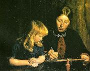 Michael Ancher anna ancher lcerer sin datter helga at tegne painting